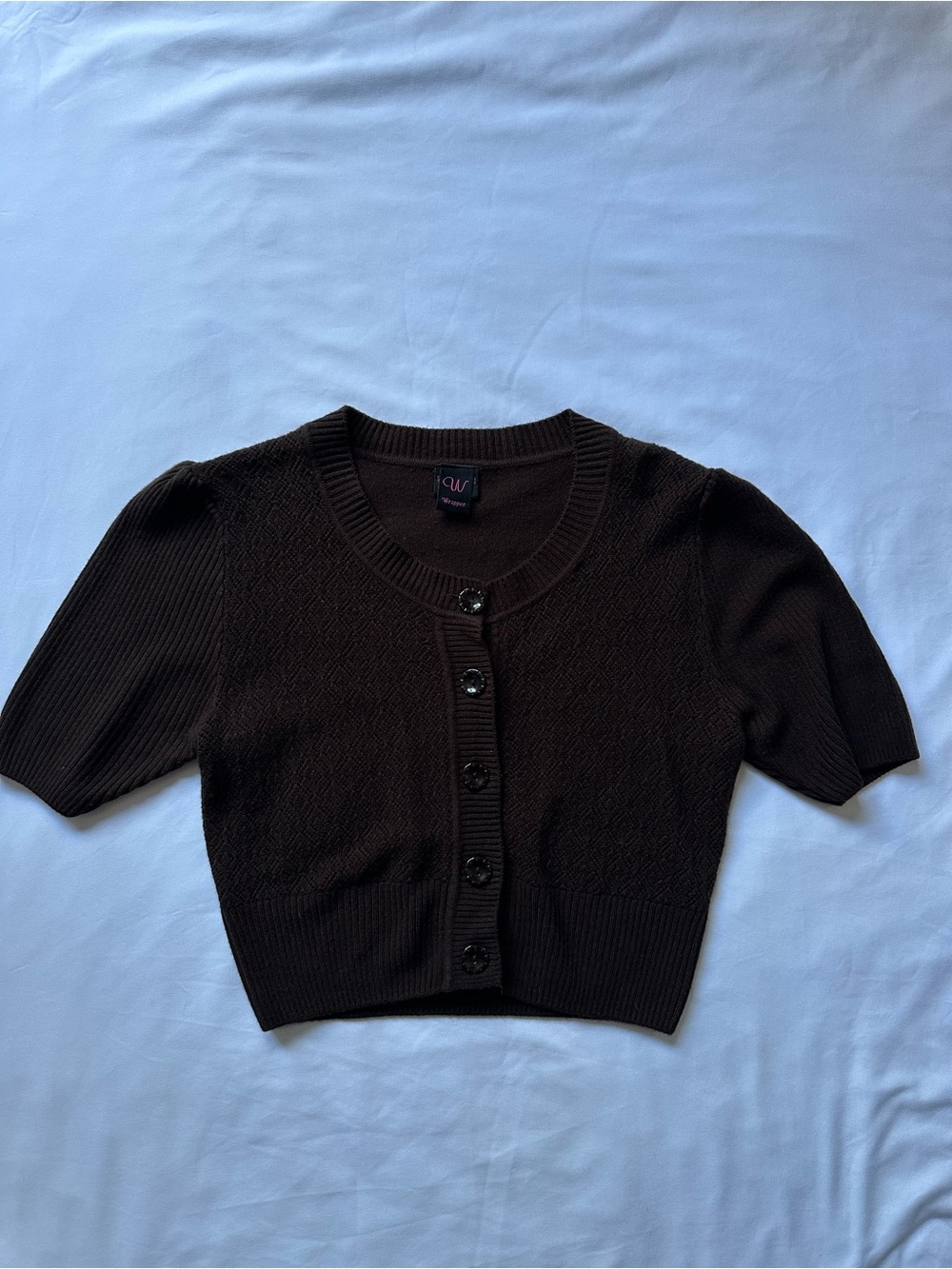 Wrapper Brown Short Sleeve Button Cardigan